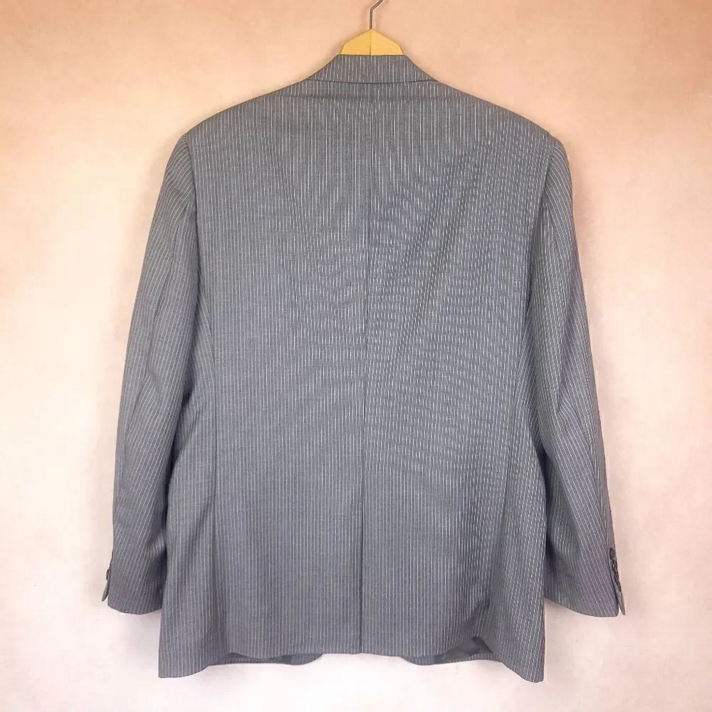 Ralph Lauren for Lord and Taylor Grey Striped 2 Button Blazer Wool size 40R